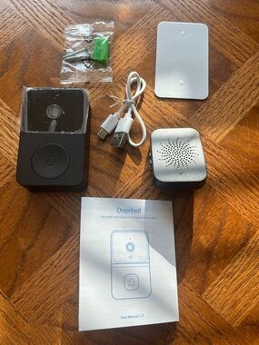 Mini Black Doorbell With Camera And Chime WiFi Connect USB Charge Home Security
